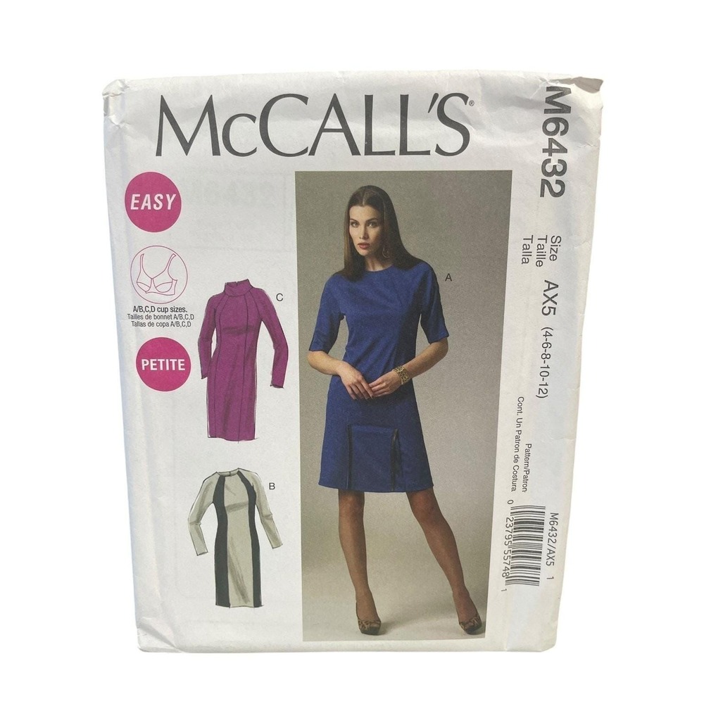 McCALL'S M6432 Petite Dress Pattern AX5 Sizes‎ 4-12 Easy Vintage